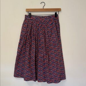 J. Crew Floral Skirt in Red and Blue